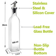 CARLA HOME 4 Pack Glass Oil Dispenser Bottle 500ml Transparent Kitchen