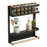 CARLA HOME Magnetic Refrigerator Spice Rack - 2 Tier Fridge Organiser - Black