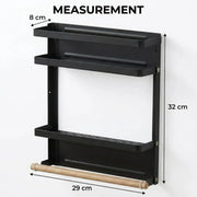 CARLA HOME Magnetic Refrigerator Spice Rack - 2 Tier Fridge Organiser - Black