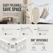 CARLA HOME 3-Fold Wall Mounted Clothes Drying Rack, Laundry Space Saver, White