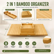 CARLA HOME Bamboo Sofa Armrest Tray, Couch Arm Table, Non-Slip Tray Table