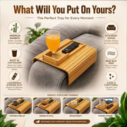 CARLA HOME Bamboo Sofa Armrest Tray, Couch Arm Table, Non-Slip Tray Table