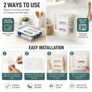 CARLA HOME Food Storage Bag Organiser, 4 Compartment Drawer Box, Kitchen Drawer