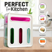 CARLA HOME Food Storage Bag Organiser, 4 Compartment Drawer Box, Kitchen Drawer