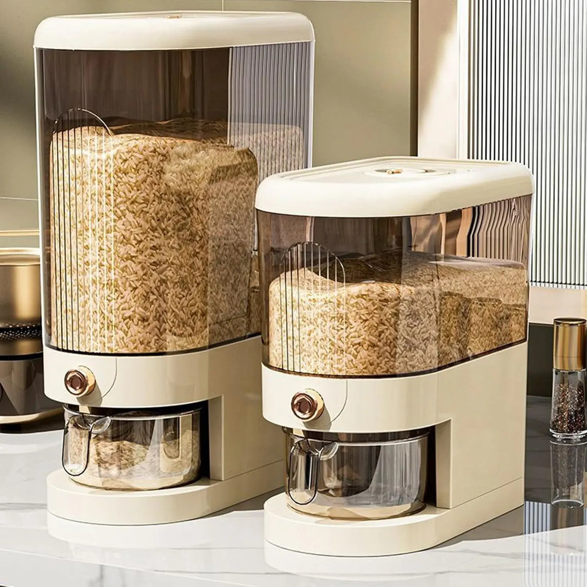 CARLA HOME Rice Dispenser 5kg Large Storage, Press Button Grain Container Kitchen