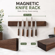 CARLA HOME Magnetic Knife Holder Wall Mounted, Wood Strip, Brown (40cm)