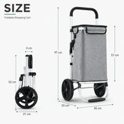 CARLA HOME Foldable Shopping Trolley, Aluminium Cart, 45L, Waterproof, Grey