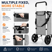 CARLA HOME Foldable Shopping Trolley, Aluminium Cart, 45L, Waterproof, Grey