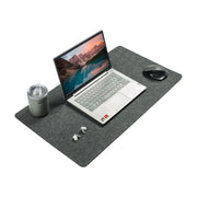 CARLA HOME Felt Desk Mat, Large Mouse Pad 80x40cm, Grey Cotton Linen Fabric