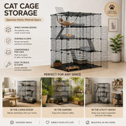CARLA HOME Large Cat Cage Diy Enclosure, 4 Tier Pet Playpen Cat Kennel