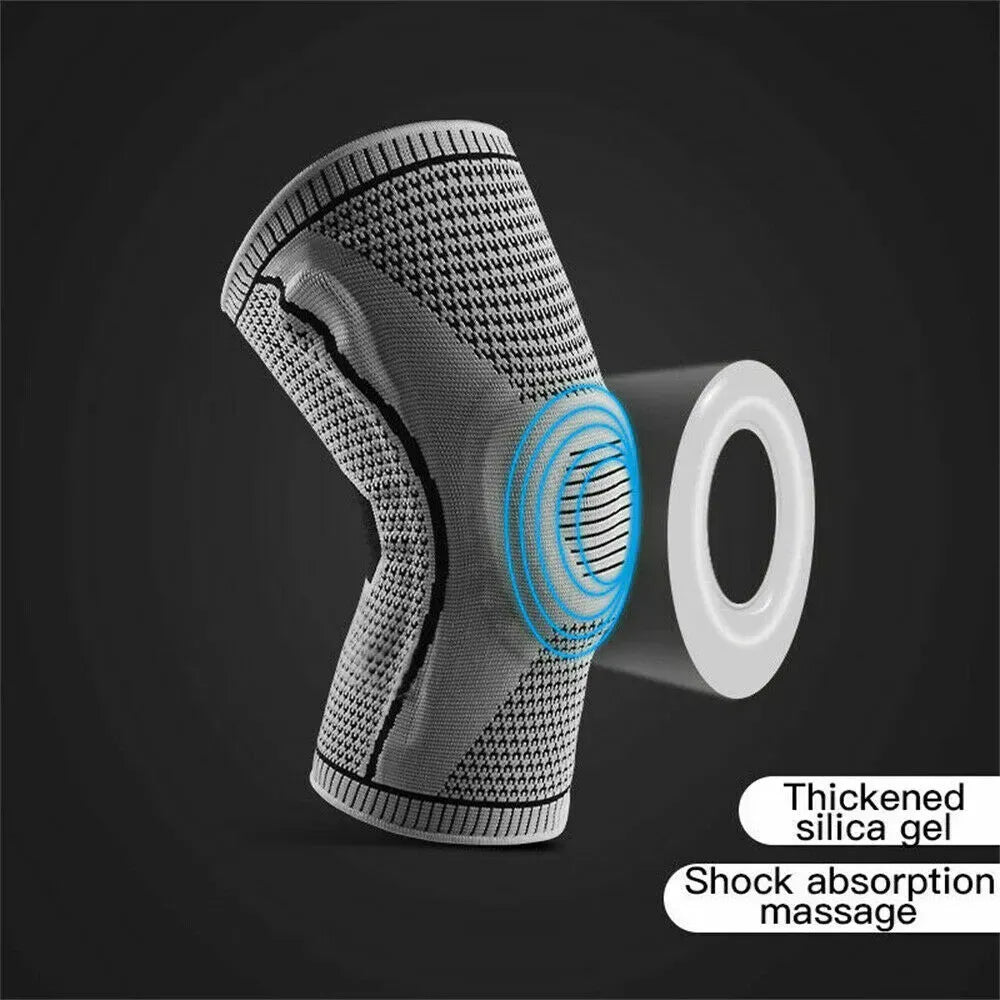 Silicone Knee Compression Sleeve in Gray for Arthritis Support, Size XL