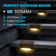 Multicoloured warm Solar LED Deck Lights - Black Outdoor Pathway and Garden Lighting, 4-Pack