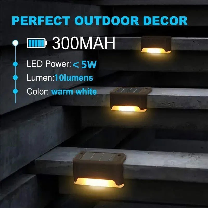 Multicoloured warm Outdoor Solar LED Deck Lights - Warm White, Black, 8-Pack for Garden, Patio, Pathway, Stairs