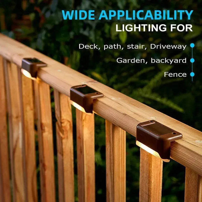 Multicoloured warm Solar LED Deck Lights - 8-Pack Black Outdoor Pathway and Step Lamps