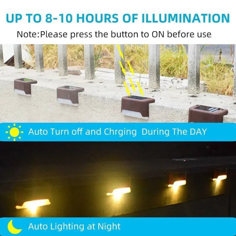 Outdoor Solar LED Deck Lights - 8-Pack Multicoloured Warm White Garden Pathway Lamps