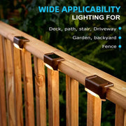 Multicoloured warm Outdoor Solar LED Deck Lights - Black, 12-Pack, IP65 Waterproof, Warm White for Garden, Patio, Pathway, Stairs