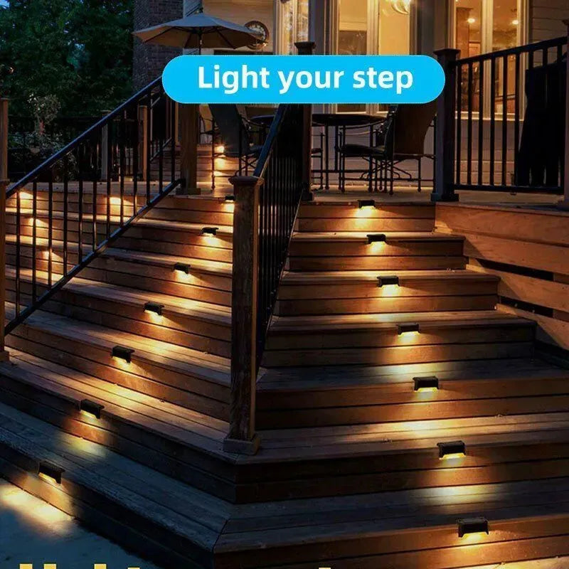 Outdoor Solar LED Deck Lights - 12-Pack Multicoloured Warm White Pathway and Garden Lamps