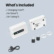 Aquarium Oxygen Pump Black USB Rechargeable Air Pump for Fish Tanks and Bait Buckets with 2 Outlets