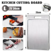 Double-Sided Titanium Cutting Board in Silver, 36x25CM, Heat Resistant for Kitchen and Camping