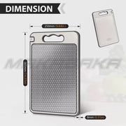 Titanium Double-Sided Cutting Board, 36.5x25cm, Silver, Stainless Steel for Kitchen and Camping