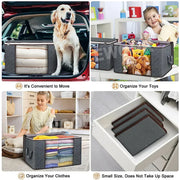 Large Navy Blue Quilt Storage Bags 60x40x35cm - 2-Pack Non-Woven Fabric Organiser with Zipper