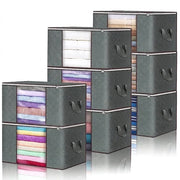 Large Grey Quilt Storage Bags 60x40x35cm - 2-Pack Non-Woven Fabric Organiser with Zipper