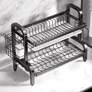 Compact 2-Tier Dish Drying Rack with Drainboard