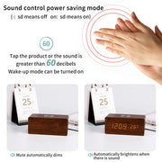 Modern Wooden LED Desk Clock with Qi Charger
