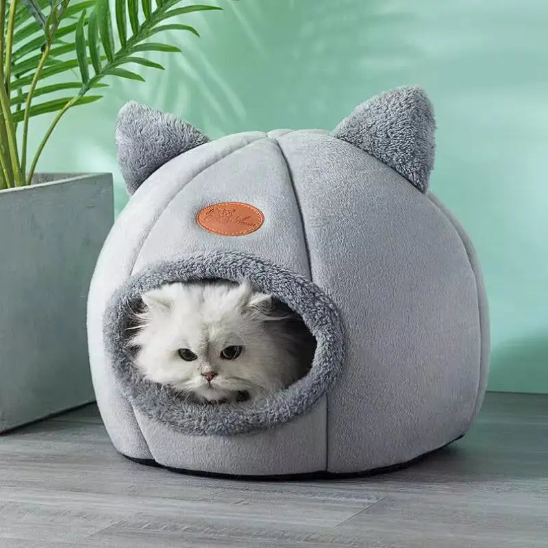 2024 Cat House Bed Soft Washable Grey 36cm