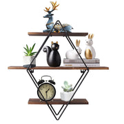3 Tier Diamond Metal Floating Shelves Wall Mounted Display