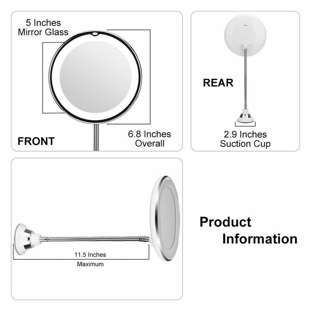 10X LED Magnifying Makeup Mirror 360° Rotation