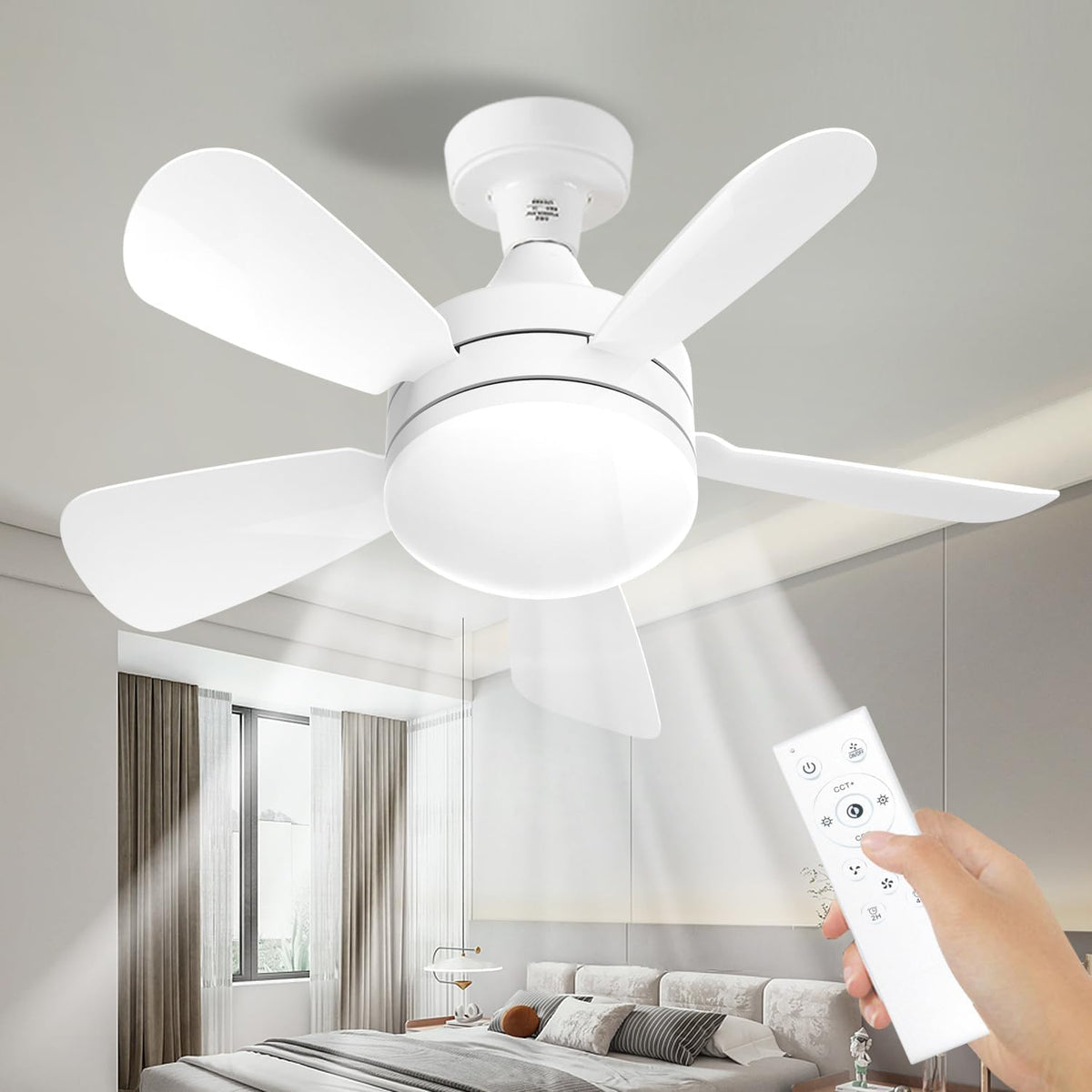16.5 Ceiling Fan with LED Light 3-Speed Remote Control