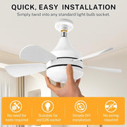16.5 Ceiling Fan with LED Light 3-Speed Remote Control