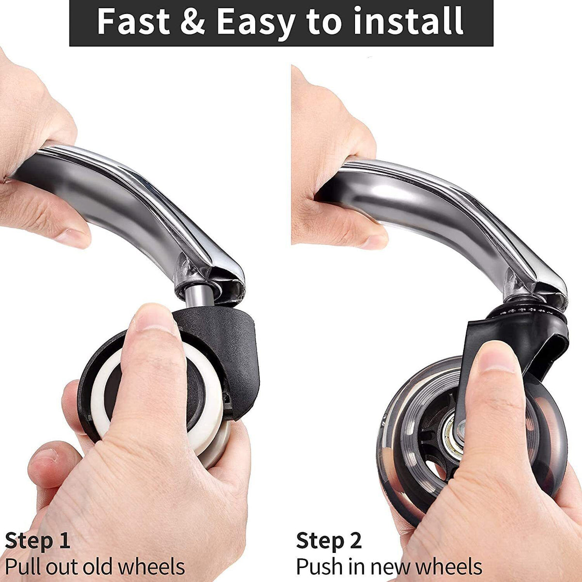 3 Swivel Rollerblade Chair Wheels, 7/16 Stem, All Floors - 5 Pack