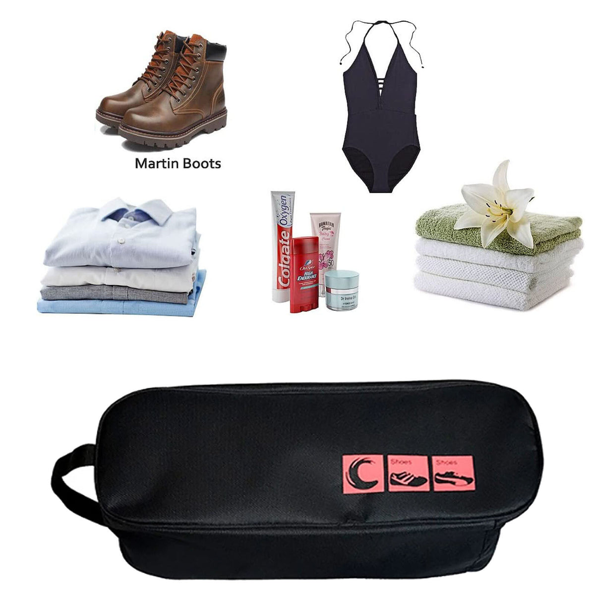 Portable Waterproof Shoe Bag with View Window 13cm High