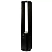 Black Bladeless Fan with Air Purifier, Oscillating, LED Display, Remote Control, 12 Speeds, 3 Modes
