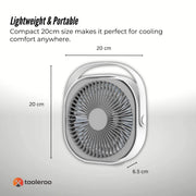 3-Speed USB 20cm Desktop Fan - Quiet Portable Lightweight Rechargeable Cooler