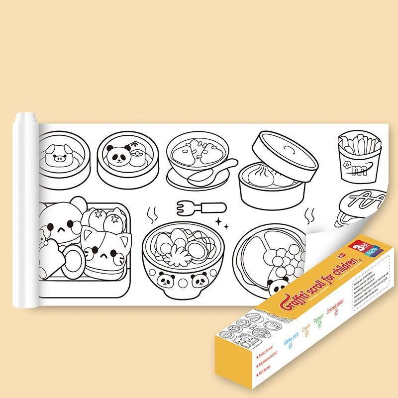 3M DIY Colouring Paper Roll with 12 Colour Pencils Cartoon Doodle Set - Lovely princess(With 12PCS Colored Pencils)