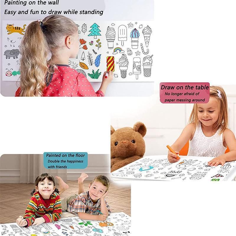 3M DIY Colouring Paper Roll with 12 Colour Pencils Cartoon Doodle Set - Lovely princess(With 12PCS Colored Pencils)