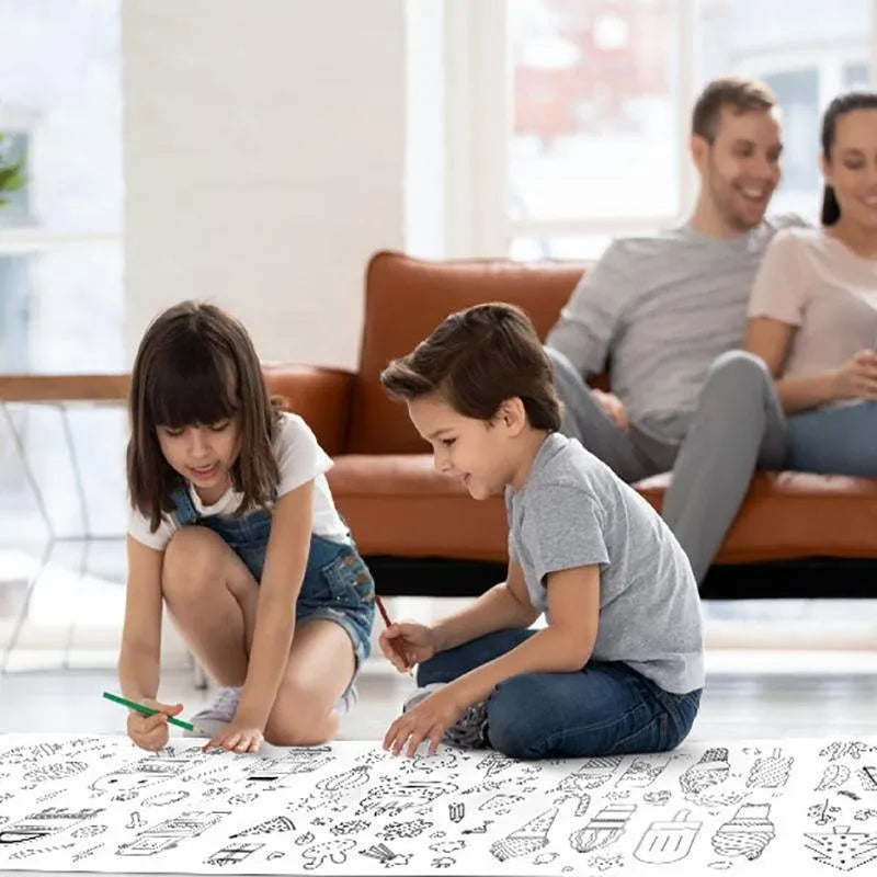 3M DIY Colouring Paper Roll with 12 Colour Pencils Cartoon Doodle Set - Lovely princess(With 12PCS Colored Pencils)