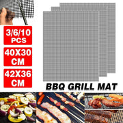 3/6/10PCS Non-Stick BBQ Grill Mat Mesh Liner Cooking Barbecue Sheet Baking Pad - 40X30cm-3PCS
