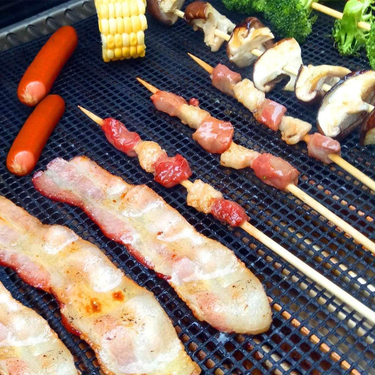 3/6/10PCS Non-Stick BBQ Grill Mat Mesh Liner Cooking Barbecue Sheet Baking Pad - 40X30cm-3PCS