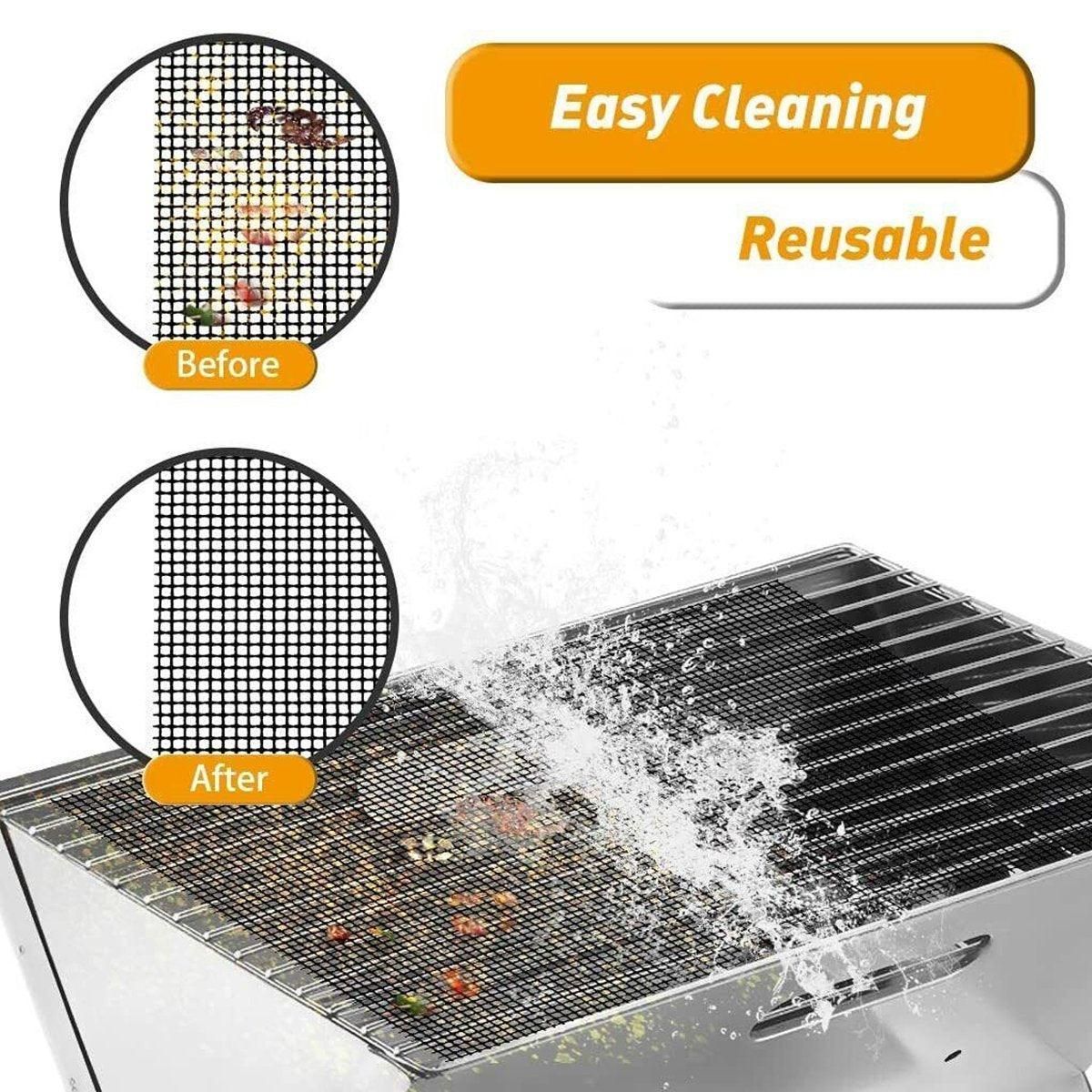 3/6/10PCS Non-Stick BBQ Grill Mat Mesh Liner Cooking Barbecue Sheet Baking Pad - 40X30cm-3PCS