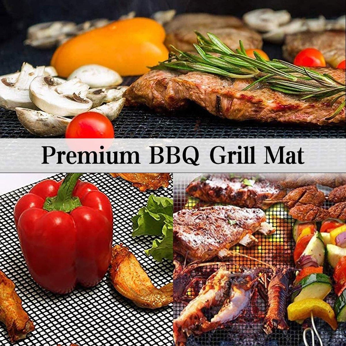 3/6/10PCS Non-Stick BBQ Grill Mat Mesh Liner Cooking Barbecue Sheet Baking Pad - 40X30cm-3PCS