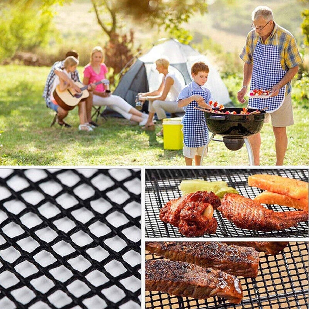 3/6/10PCS Non-Stick BBQ Grill Mat Mesh Liner Cooking Barbecue Sheet Baking Pad - 40X30cm-3PCS