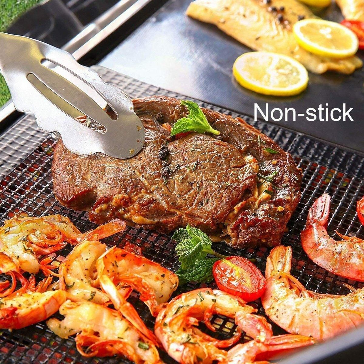 3/6/10PCS Non-Stick BBQ Grill Mat Mesh Liner Cooking Barbecue Sheet Baking Pad - 40X30cm-3PCS