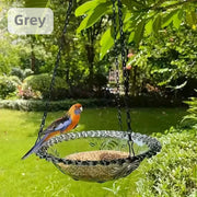 Balcony Bird Feeder Hanging Rail Mount Outdoor Suspended Feeding Station Garden - Grey