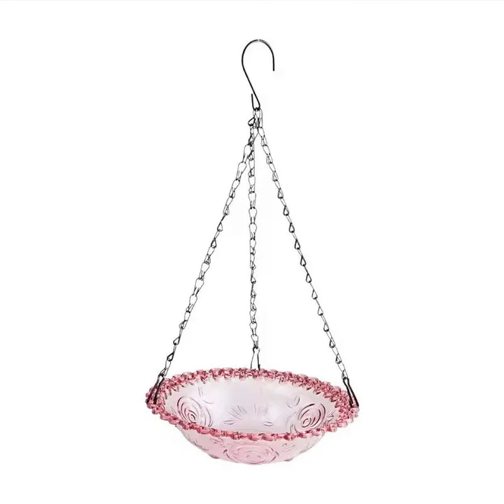 Balcony Bird Feeder Hanging Rail Mount Outdoor Suspended Feeding Station Garden - Purple