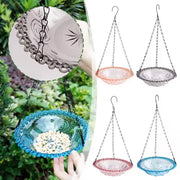 Balcony Bird Feeder Hanging Rail Mount Outdoor Suspended Feeding Station Garden - Purple