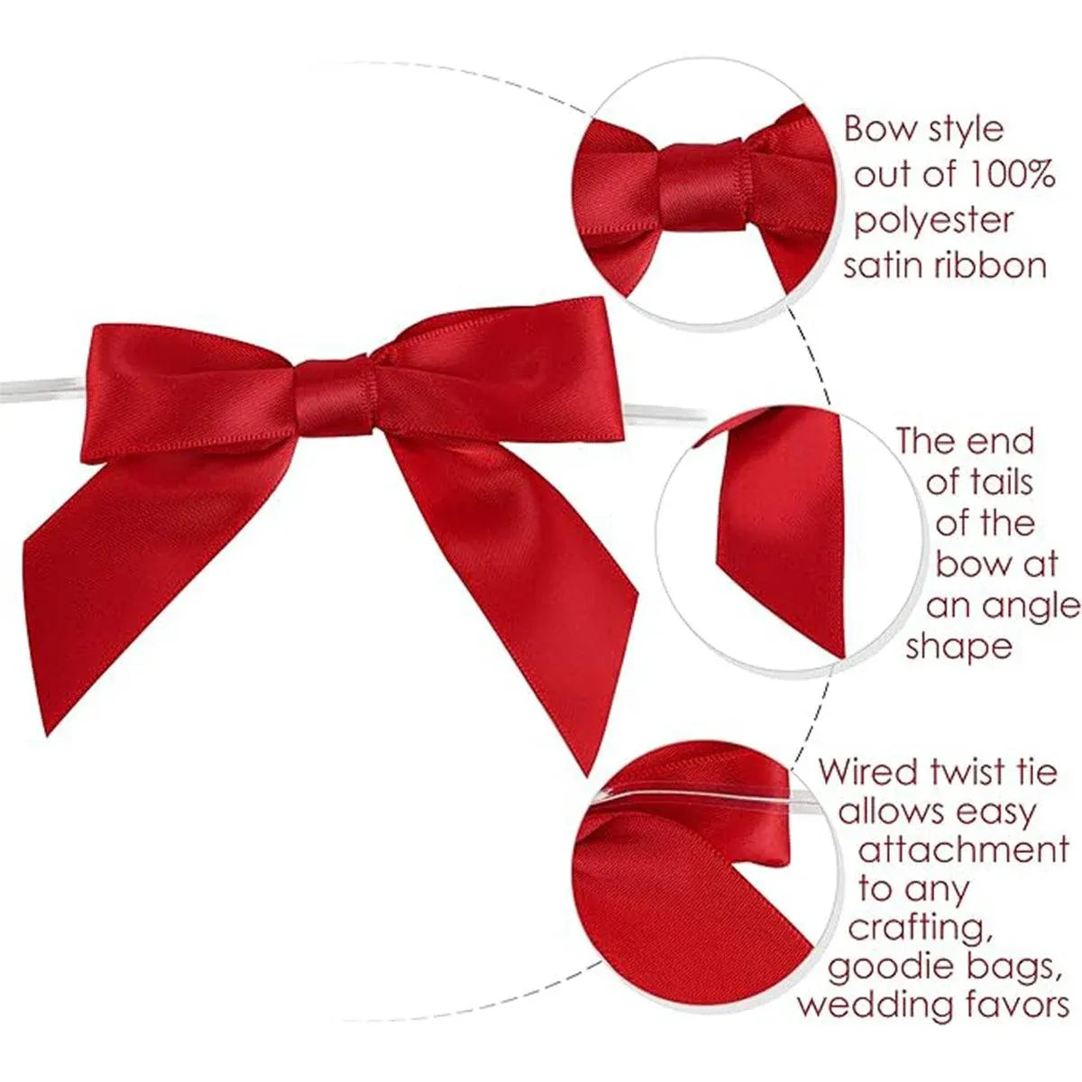 50pcs Bow Gift Packaging Sealing Tie Drawstring Baking Wrap Bag Decorative Ties - Pink